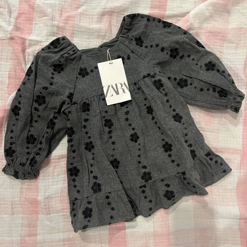 Zara Grey Dress with Flowers